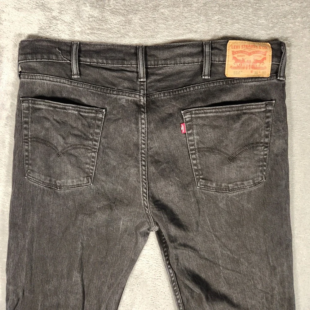 Levi's 514 Straight Fit Jeans Mens‎ 38x30 Black Excellent Faded Denim 00514-0211